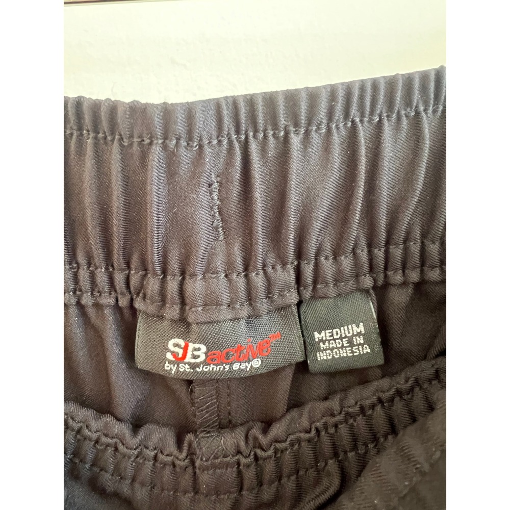 Black Side Stripe Track Pants M Y2K Gorpcore Athleisure Drawstring Straight Leg - Picture 5 of 7